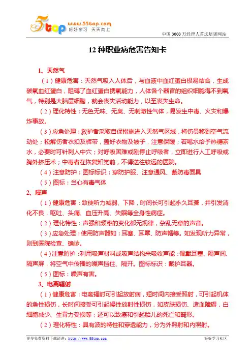 职业病危害告知卡