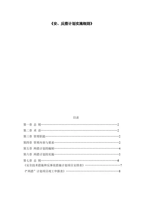 安、反措计划实施细则