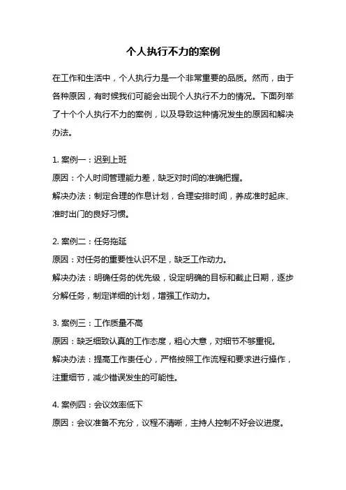 个人执行不力的案例