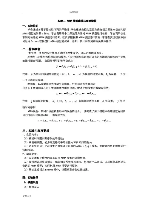 ARMA模型建模与预测指导