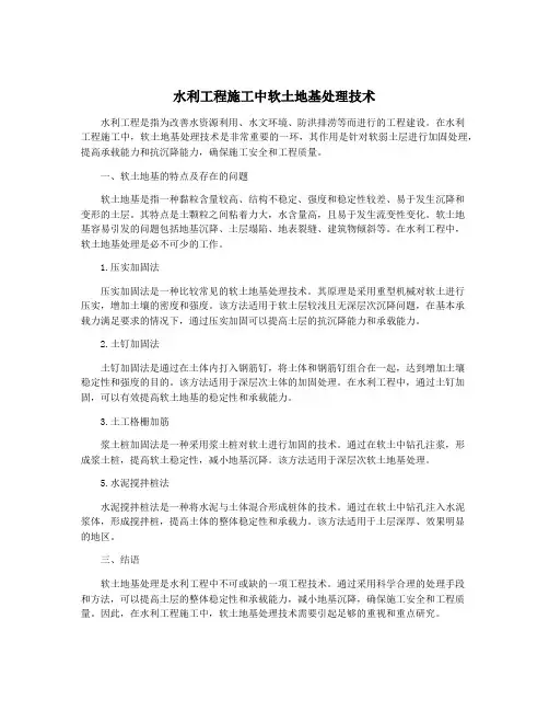 水利工程施工中软土地基处理技术