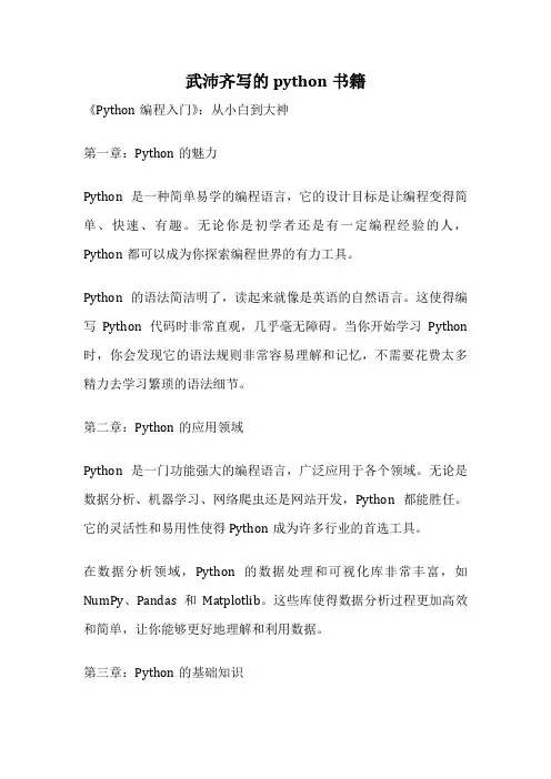 武沛齐写的python书籍