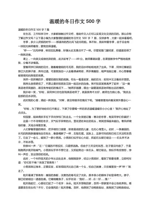 温暖的冬日作文500字7篇