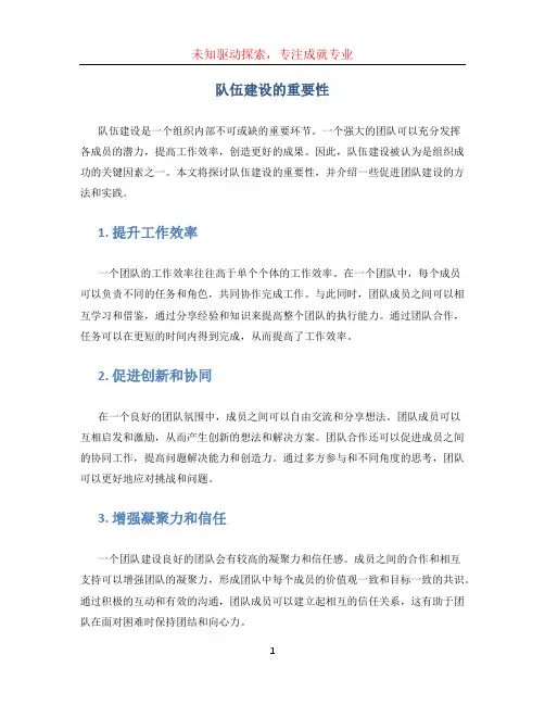队伍建设的重要性