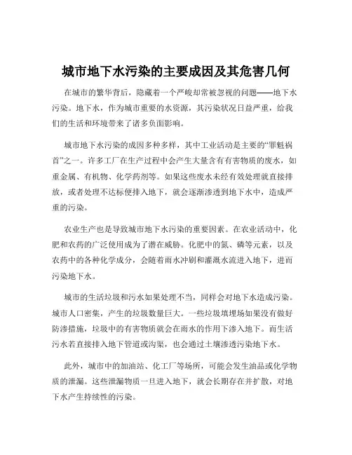 城市地下水污染的主要成因及其危害几何