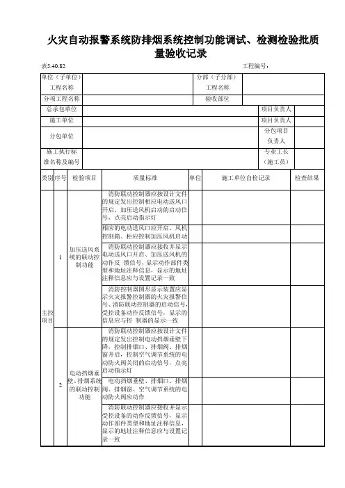 火灾自动报警系统消防应急照明和疏散指示系统调试、检测检验批质量验收记录