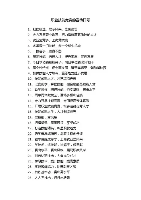 职业技能竞赛的宣传口号