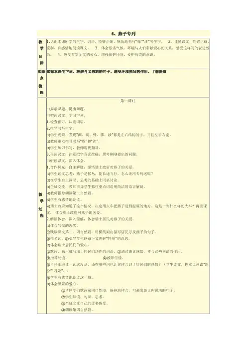 6燕子专列 省赛一等奖 公开课教学设计