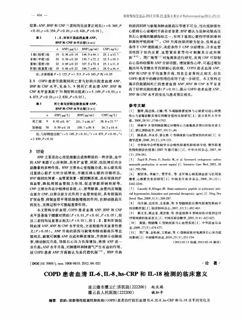 COPD患者血清IL-6、IL-8、hs-CRP和IL-18检测的临床意义