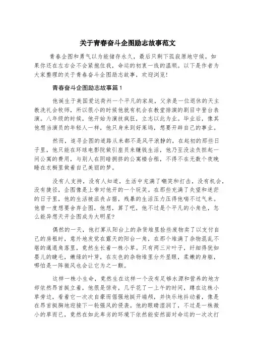 关于青春奋斗梦想励志故事范文