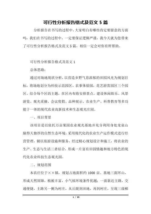 可行性分析报告格式及范文5篇