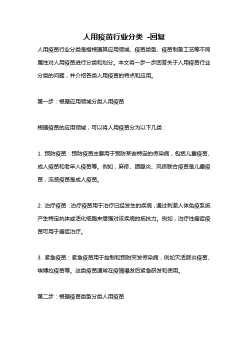 人用疫苗行业分类 -回复