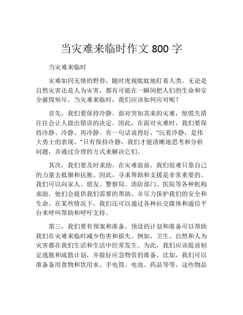 当灾难来临时作文800字