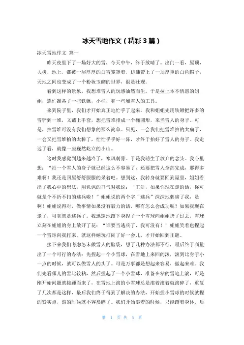 冰天雪地作文(精彩3篇)