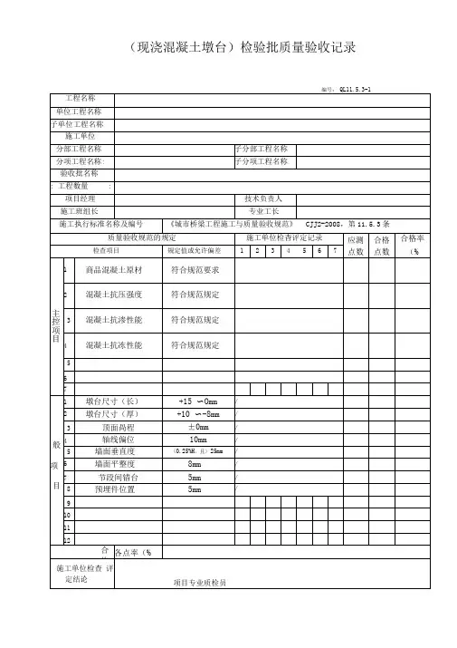 (现浇混凝土墩台)检验批质量验收记录