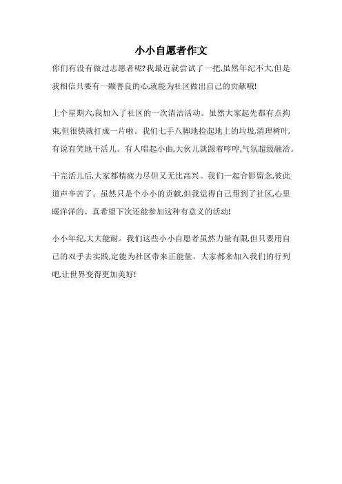 小小自愿者作文