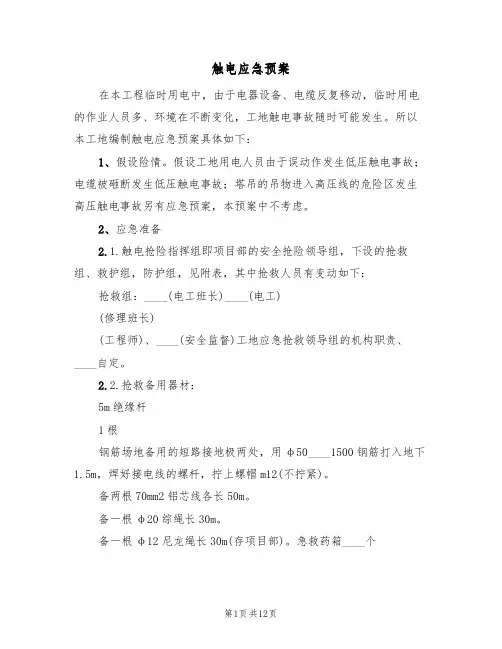 触电应急预案(5篇)
