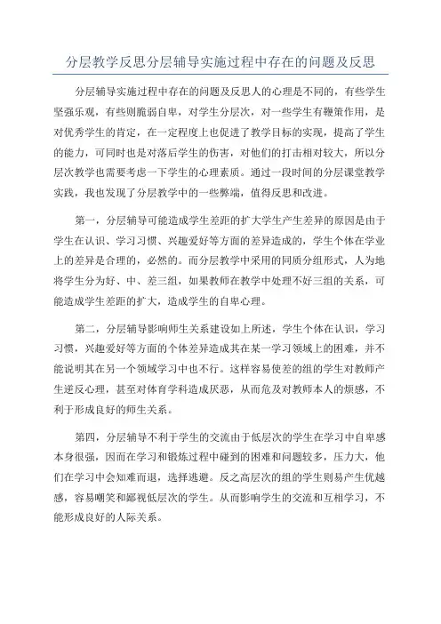 分层教学反思分层辅导实施过程中存在的问题及反思