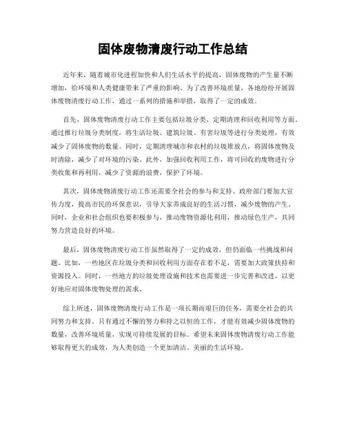 固体废物清废行动工作总结
