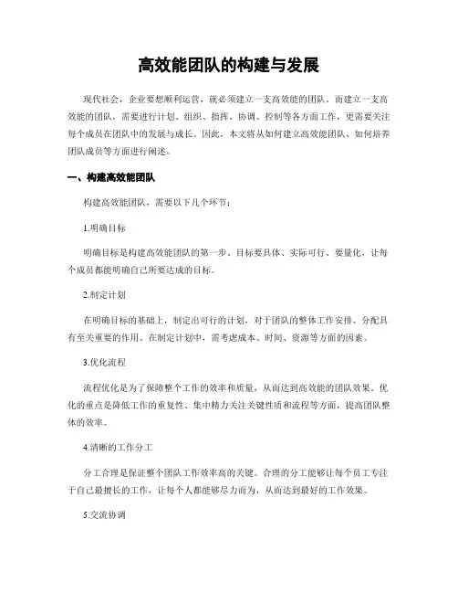 高效能团队的构建与发展
