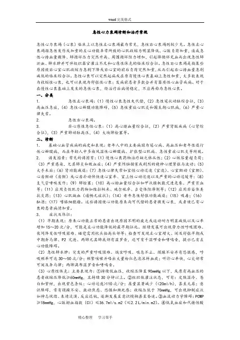 急性心力衰竭诊疗规范标准[详]