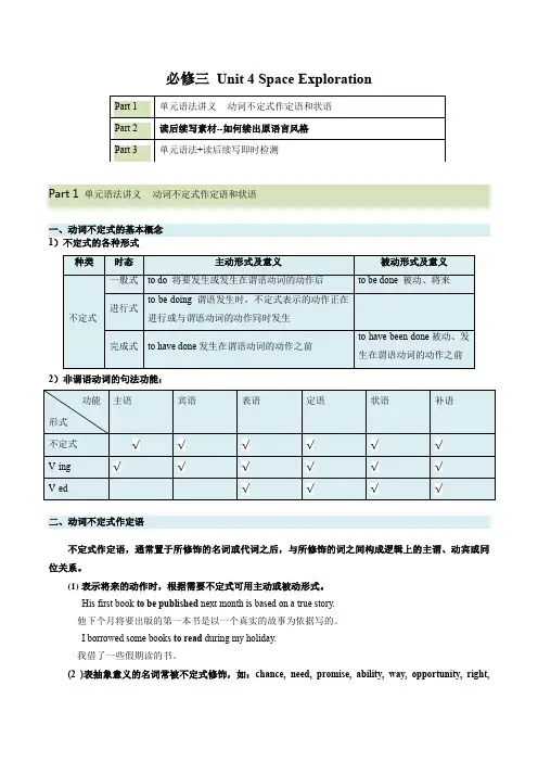 必修三  Unit 4 Space Exploration 语法知识+读后续写-筑基讲义 