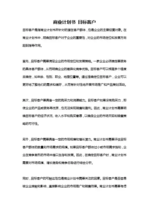 商业计划书 目标客户