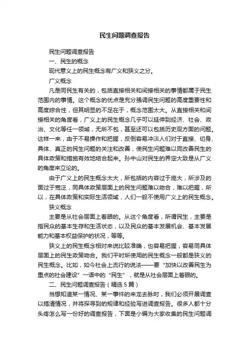 民生问题调查报告（精选5篇）