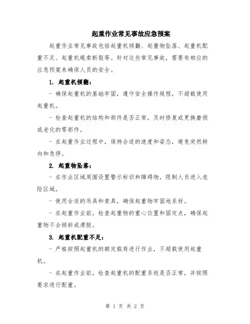起重作业常见事故应急预案