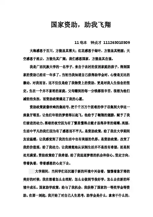 国家资助,助我飞翔