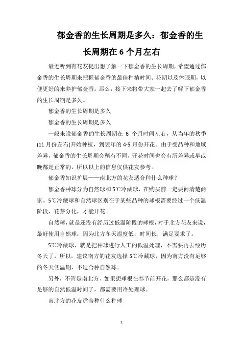 郁金香的生长周期是多久：郁金香的生长周期在6个月左右
