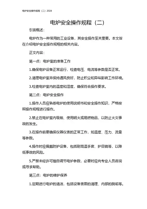 电炉安全操作规程(二)2024