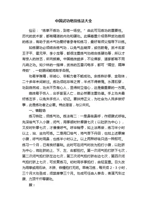 中国武功绝技练法大全