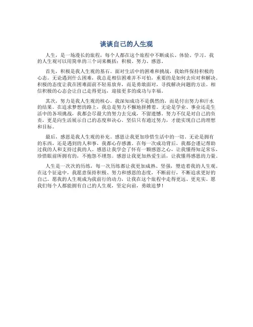谈谈自己的人生观800字