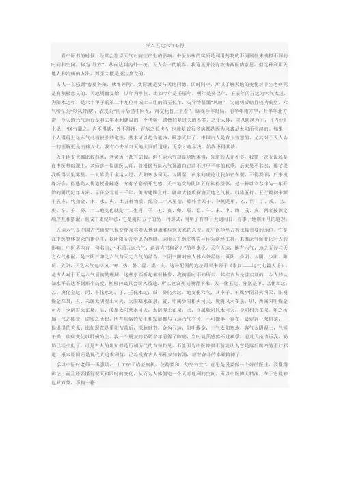 内经五运六气学习心得 Microsoft Word 文档