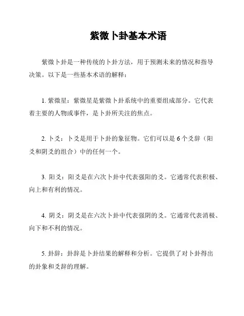 紫微卜卦基本术语