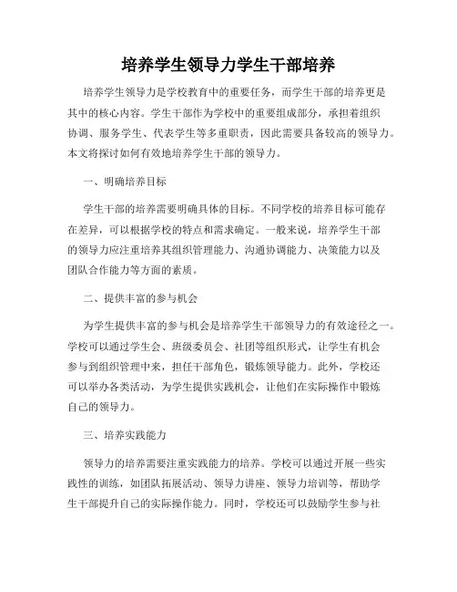 培养学生领导力学生干部培养