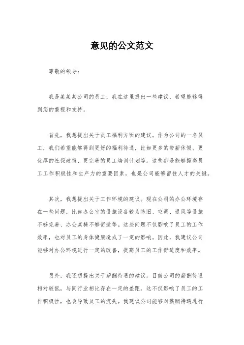 意见的公文范文