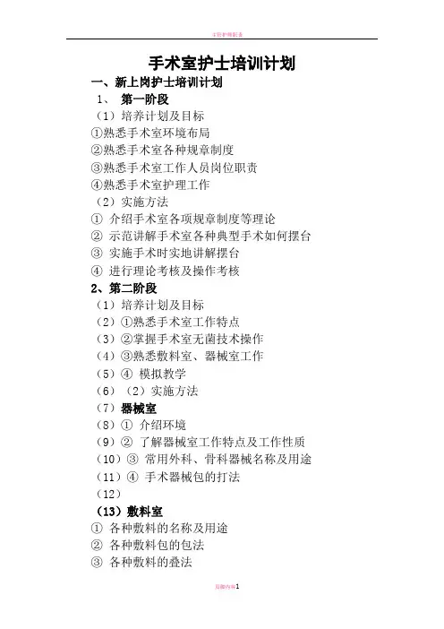手术室护士培训计划