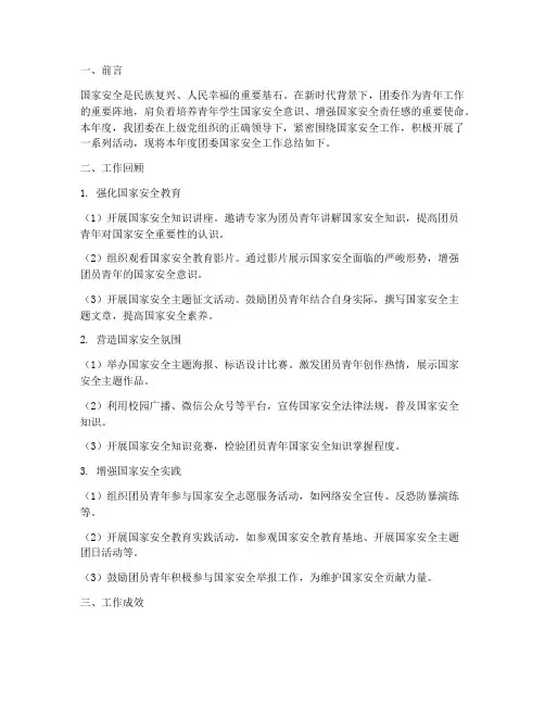 团委国家安全总结范文