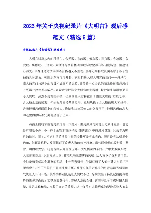 2023年关于央视纪录片《大明宫》观后感范文(精选5篇)