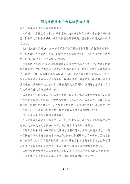 团总支学生会工作总结报告7篇
