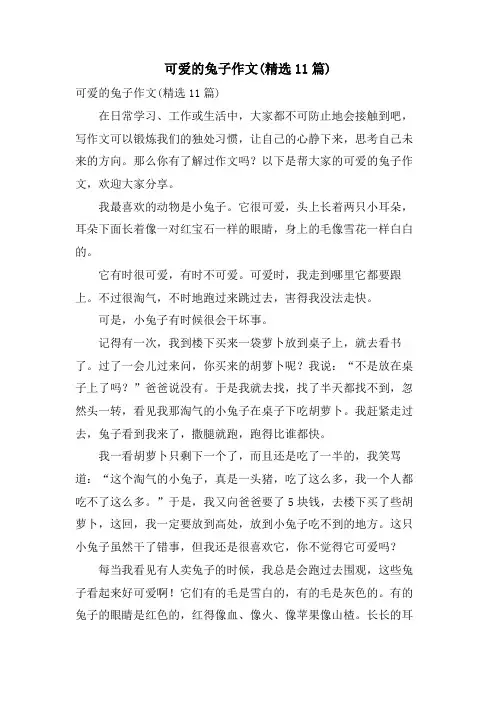 可爱的兔子作文(11篇)