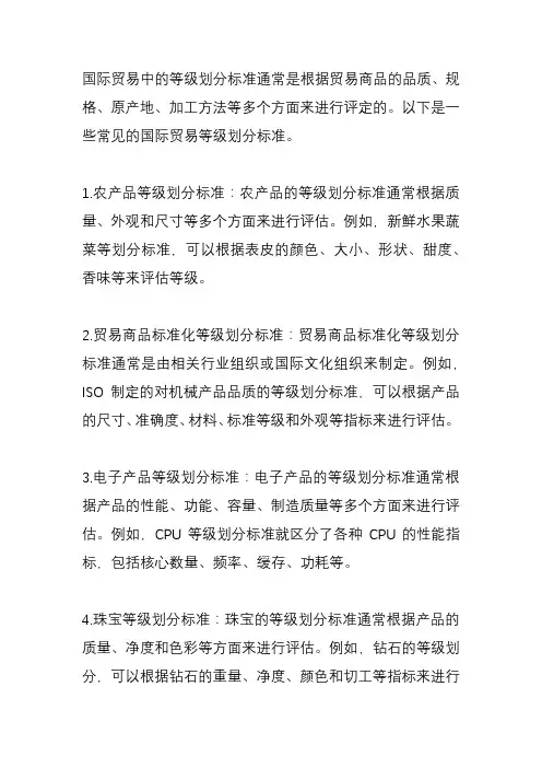 国际贸易 等级划分标准