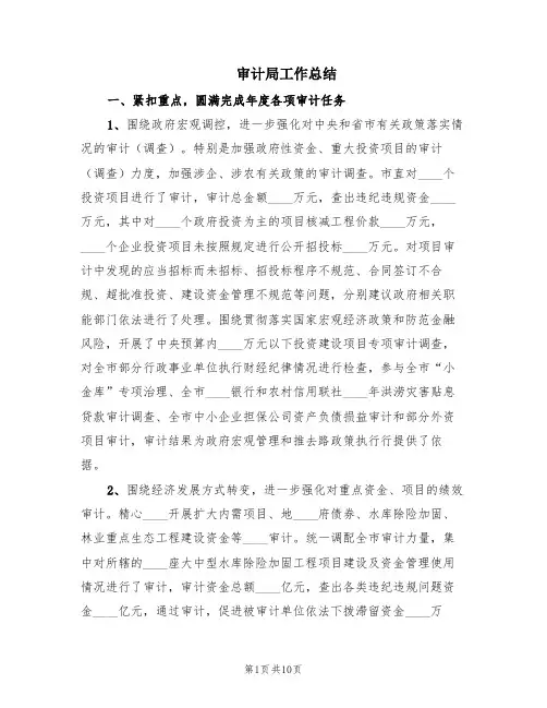 审计局工作总结(2篇)