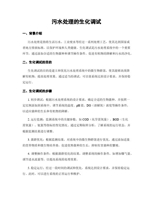 污水处理的生化调试
