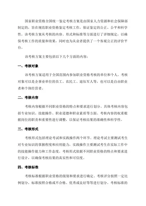 2024年国家职业资格全国统一鉴定考核方案