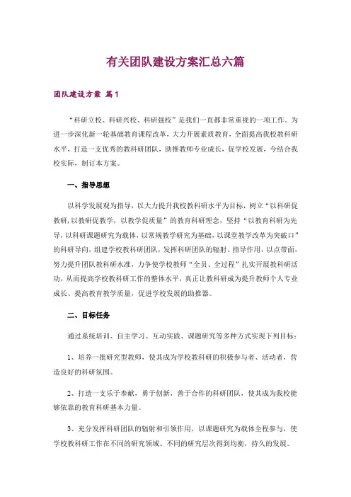 有关团队建设方案汇总六篇