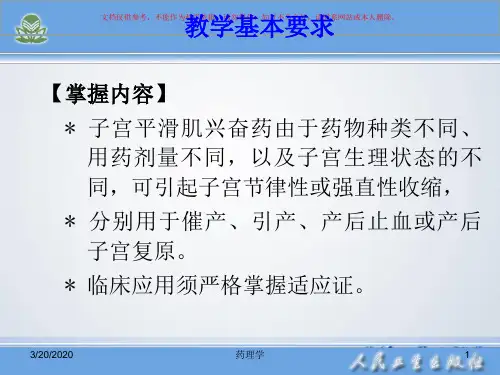 药理学子宫平滑肌兴奋药和抑制药课件
