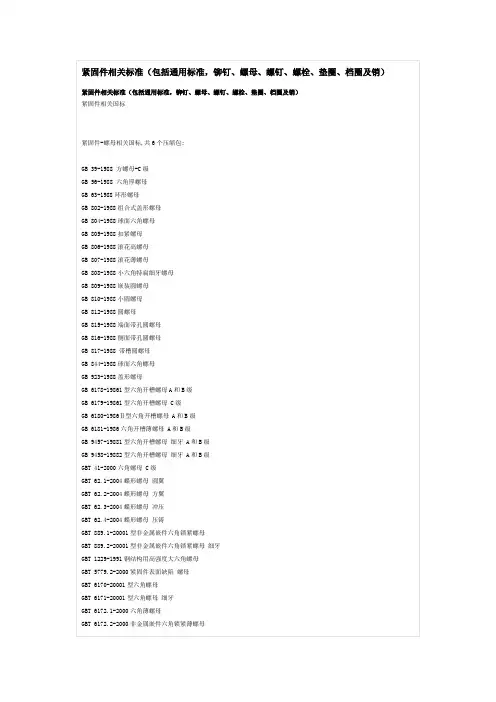 紧固件相关标准